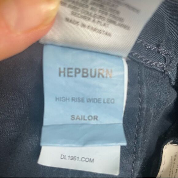 Womens DL1961 Hepburn Sailor High Rise Wide Leg Button Front Pants Blue 31 #WW - Picture 12 of 12